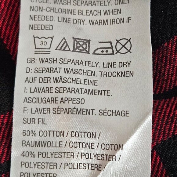 Joan Rivers Shirt Womens 16 Red/Black Plaid Peplum Fringe‎ Hem Flannel - Picture 5 of 7